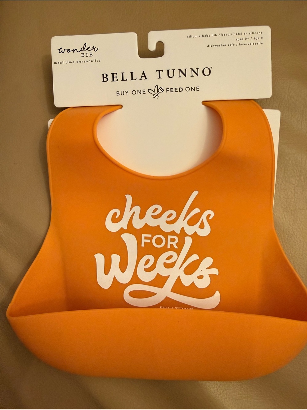 Bella Tunno Orange Silicone Bib - Cheeks for Weeks